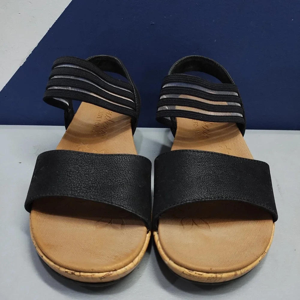 Skechers Brie Lo'Profile Slingback Sandals Womens US 6 Brown Black Elastic Strap